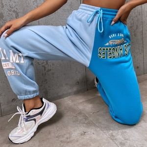 Two Tone Letter Graphic Sweatpants